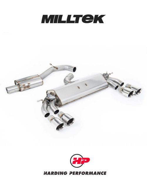 MILLTEK Cat-back – Audi S3 Sportback 8V/8V.2 - Semi-Resonated - Valved - Quad Round Polished Tips