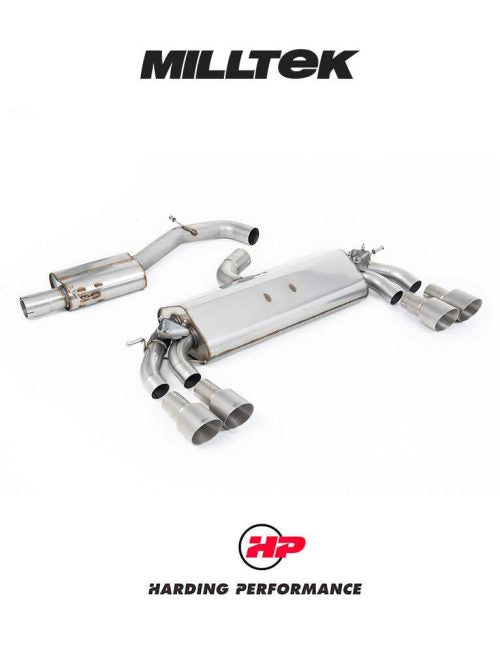 MILLTEK Cat-back – Audi S3 Sportback 8V/8V.2 - Semi-Resonated - Valved - Quad Round Titanium Tips