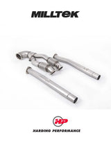 MILLTEK Large Bore Downpipe Suit Non-OPF – Audi RS3 8V.2, TTRS - Decat - 100mm Turbo Elbow to Twin 70mm