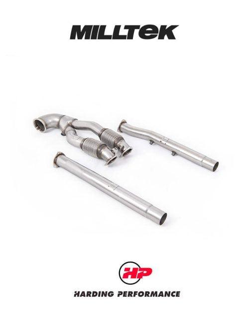 MILLTEK Large Bore Downpipe Suit OPF – Audi RS3 8V/8Y, RSQ3, TTRS - Decat - 100mm Turbo Elbow to Twin 70mm