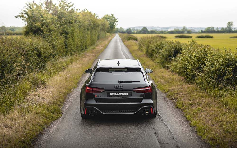 MILLTEK Cat Back System (Twin 80mm) Audi RS6/RS7 C8 4.0 V8 bi-Turbo in Performance Edition - Non-Resonated - Cerakote Black Oval Trims - Does not requires cutting of the OE system