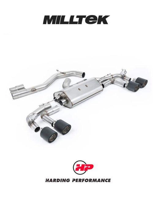 MILLTEK 80mm Particulate Filter-back Audi S3 8Y Sportback - Non-resonated (louder) - Carbon 115 Jet Trims
