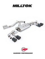 MILLTEK 80mm Particulate Filter-back Audi S3 8Y Sportback - Non-resonated (louder) - Carbon 115 Jet Trims