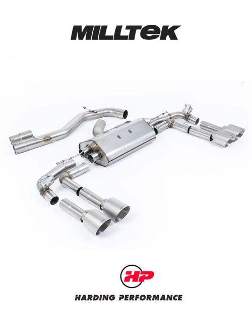 MILLTEK 80mm Particulate Filter-back Audi S3 8Y Sedan - Non-resonated (louder) - Titanium 115 GT Trims