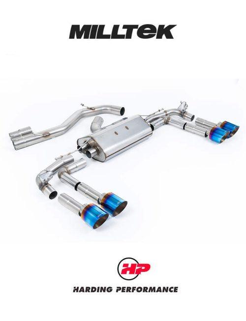 MILLTEK 80mm Particulate Filter-back Audi S3 8Y Sedan - Non-resonated (louder) - Burnt Titanium 115 GT Trims
