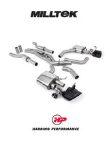 MILLTEK Cat Back System (Twin 80mm) Audi RS6/RS7 C8 4.0 V8 bi-Turbo in Performance Edition - Resonated - Cerakote Black Oval Trims - Requires OE system to be Cut