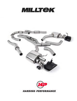 MILLTEK Cat Back System (Twin 80mm) Audi RS6/RS7 C8 4.0 V8 bi-Turbo in Performance Edition - Resonated - Cerakote Black Oval Trims - Does not requires cutting of the OE system