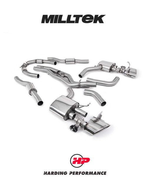MILLTEK Cat Back System (Twin 80mm) Audi RS6/RS7 C8 4.0 V8 bi-Turbo in Performance Edition - Resonated - Polished Oval Trims - Does not requires cutting of the OE system