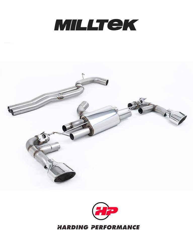MILLTEK 80mm Cat Back RS3 Sportback (8V MQB – Facelift Only) - Resonated (EC Approved) - Burnt Titanium Trims