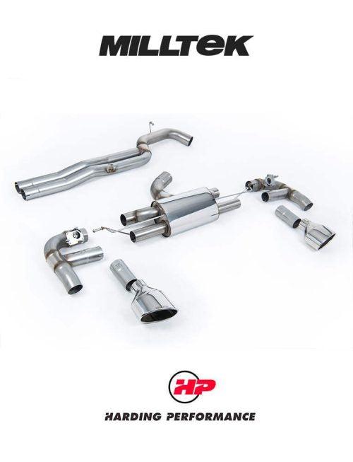 MILLTEK 80mm Cat Back RS3 Sedan (8V MQB – Facelift Only) - Race Non-Resonated (Loudest) - Polished Trims