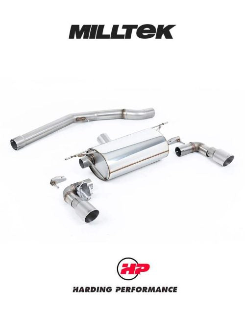 MILLTEK Cat Back – BMW 1 Series M140i 3 & 5 Door (F20 & F21 LCI) - Non-Resonated - Titanium GT-90 Trims