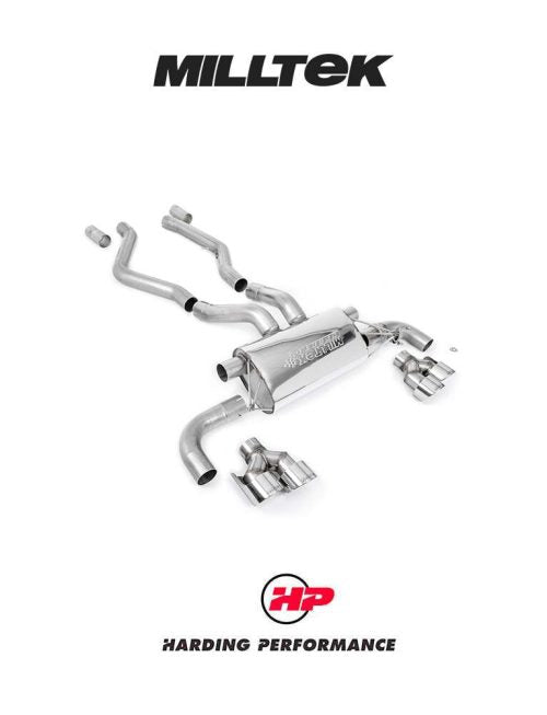 MILLTEK Axle Back M340i/M440i inc XDrive Sedan/Coupe G20/G22 - Quad GT-100 Polished Trims