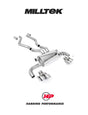 MILLTEK Axle Back M340i/M440i inc XDrive Sedan/Coupe G20/G22 - Quad GT-100 Polished Trims