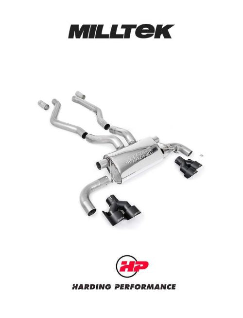 MILLTEK Axle Back M340i/M440i inc XDrive Sedan/Coupe G20/G22 - Quad Black GT-100 Black Trims