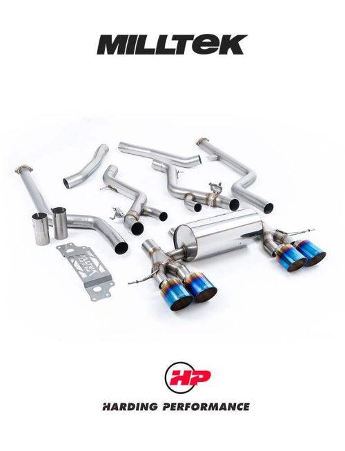 MILLTEK BMW M2 G87 Cat Back Exhaust - Non-Resonated - GT-115 Burnt/Blue Titanium Trims