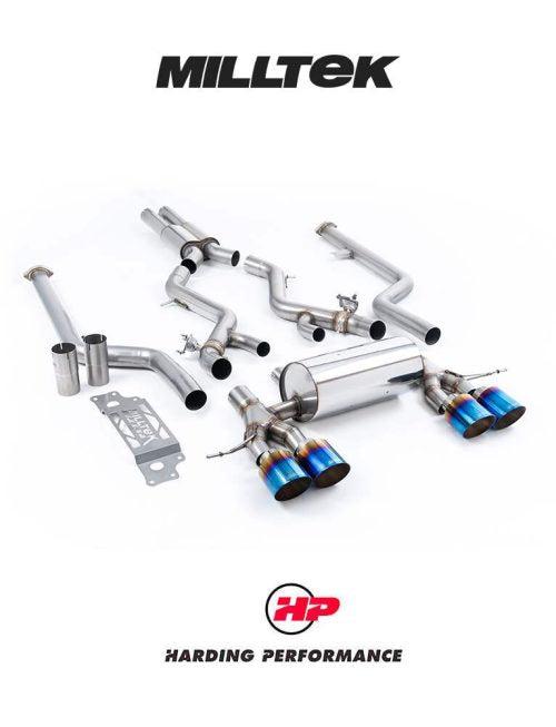 MILLTEK BMW M2 G87 Cat Back Exhaust - Resonated - GT-115 Burnt/Blue Titanium Trims