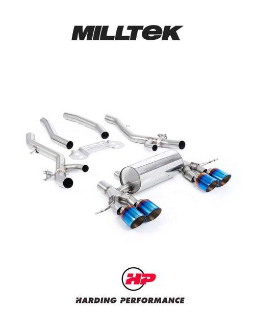 MILLTEK Exhaust System BMW 3/4 Series G80/G81/G82 M3/M4 & M3/M4 Competition S58 3.0 Turbo - Secondary Cat Back - GT-115 Burnt Titanium Trims
