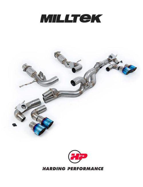 MILLTEK Cat-back System Corvette Stingray (C8) 6.2L V8 - GT-100 Burnt/Blue Titanium Tips