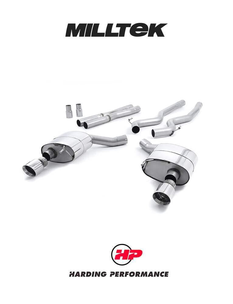 MILLTEK Cat-back – Ford Mustang V8 GT - Non-resonated - Dual GT-100 / Standard Configuration - Polished