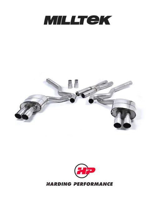 MILLTEK Cat-back – Ford Mustang V8 GT - Non-resonated - Quad GT-90 / Roush Rear Valance - Polished