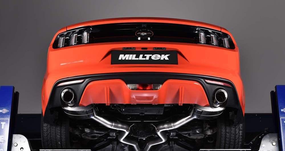 MILLTEK Cat Back Ford Mustang 2.3 EcoBoost Dual Outlet With GT-100 Trims - Cerakote black