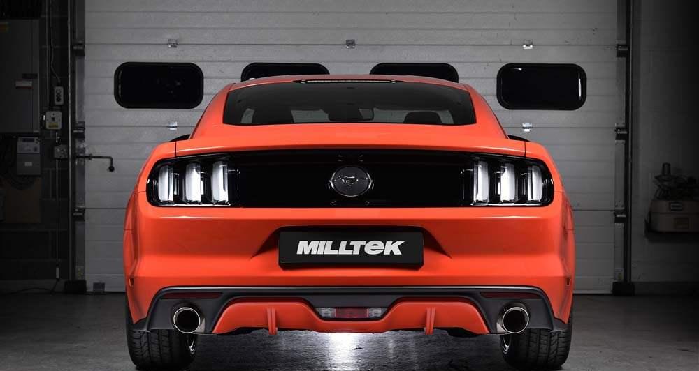 MILLTEK Cat Back Ford Mustang 2.3 EcoBoost Dual Outlet With GT-100 Trims - Cerakote black