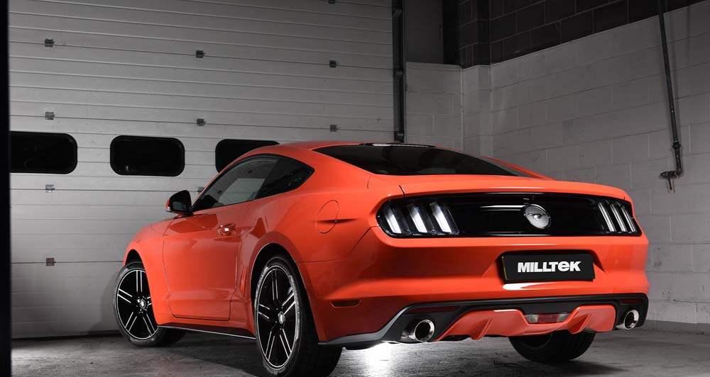 MILLTEK Cat Back Ford Mustang 2.3 EcoBoost Dual Outlet With GT-100 Trims - Cerakote black