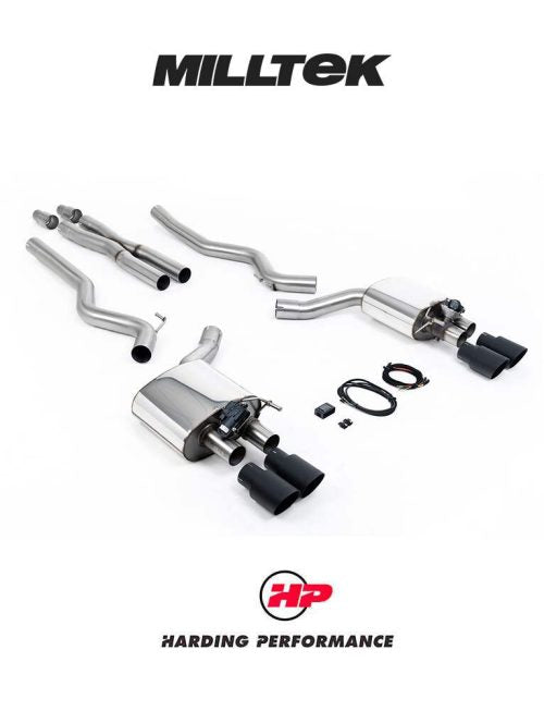 MILLTEK Cat Back Mustang GT Valvesonic Quad Requires Roush Rear Valance - Black
