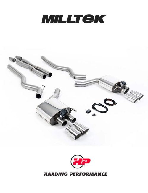 MILLTEK Cat Back Mustang GT Valvesonic Quad Requires Roush Rear Valance - Polished