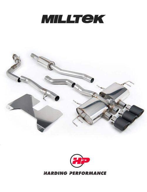 MILLTEK Honda Civic Type R FL5 Cat Back - Part Resonated (Road+) - Valved - JET-115 Carbon Fibre Trims