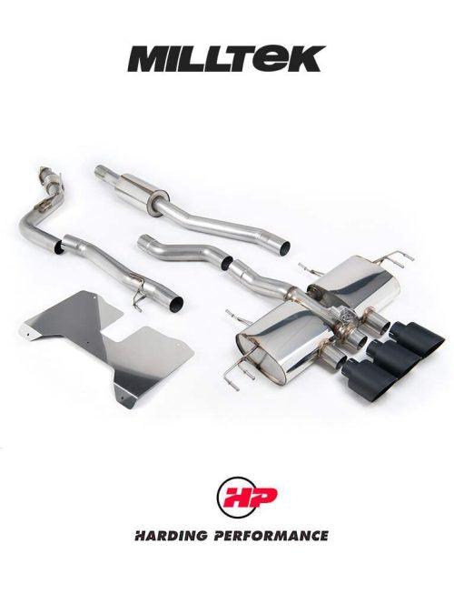 MILLTEK Honda Civic Type R FL5 Cat Back - Part Resonated (Road+) - Valved - GT-115 Cerakote Black Trims