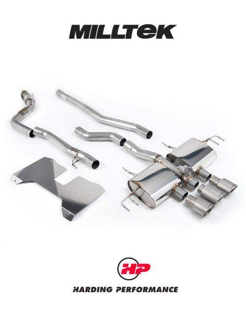 MILLTEK Honda Civic Type R FL5 Cat Back - Non Resonated (Loudest) - Valved - Oe Style 2 X 4" And 1 X 4.5" Brushed Titanium Trims
