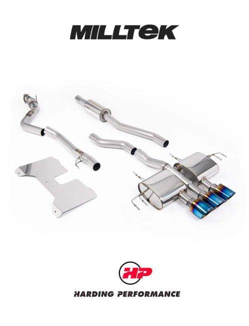 MILLTEK Honda Civic Type R FL5 Cat Back - Part Resonated (Road+) - Non-Valved - GT-115 Burnt/Blue Titanium Trims