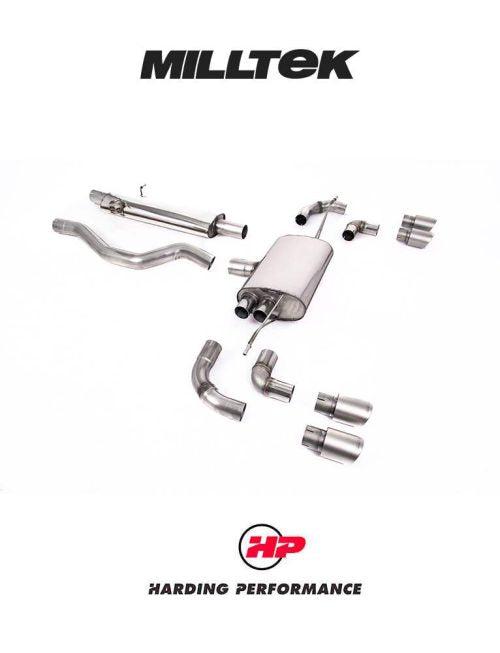 MILLTEK OPF/Cat Back Land Rover Defender 110 3.0 I6 P400 - Resonated - ECE Approved - GT-90 Titanium Trims