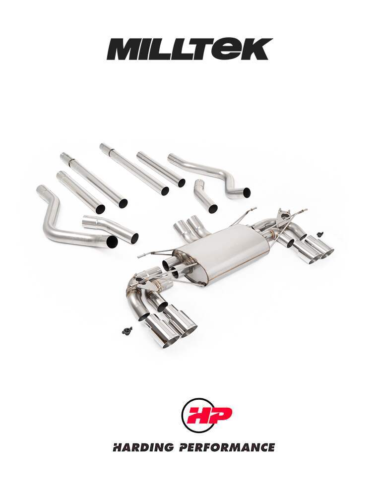MILLTEK Cat-back Defender 130 5.0 V8 500PS - Resonated (quieter) - None - JET-90 Carbon Tips