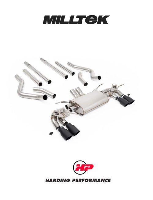 MILLTEK Cat-back Defender 130 5.0 V8 500PS - Non-resonated (louder) - None - GT-90 Cerakote Black Tips