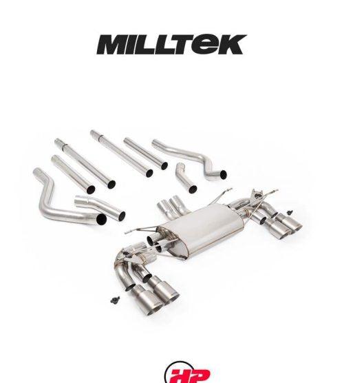 MILLTEK Cat-back Defender 130 5.0 V8 500PS - Non-resonated (louder) - None - GT-90 Brushed Titanium Tips