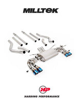 MILLTEK Cat-back Defender 130 5.0 V8 500PS - Non-resonated (louder) - None - GT-90 Burnt/Blue Titanium Tips