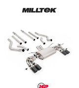 MILLTEK Cat-back Defender 130 5.0 V8 500PS - Non-resonated (louder) - None - JET-90 Carbon Tips