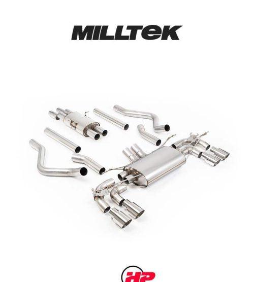 MILLTEK Cat-back Defender 130 5.0 V8 500PS - Resonated (quieter) - None - GT-90 Polished Tips