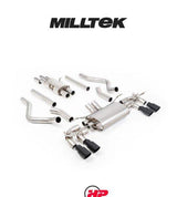 MILLTEK Cat-back Defender 130 5.0 V8 500PS - Resonated (quieter) - None - GT-90 Cerakote Black Tips