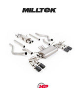 MILLTEK Cat-back Defender 130 5.0 V8 500PS - Resonated (quieter) - None - JET-90 Carbon Tips