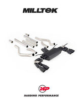 MILLTEK Cat-back Defender 130 5.0 V8 500PS - Non-resonated (louder) - Black Coated Special Edition - GT-90 Cerakote Black Tips
