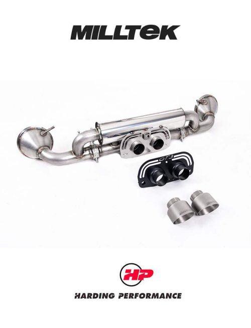 MILLTEK Rear Silencer(s) Porsche 911 992.1 GT3 - GT-100 Brushed Titanium Trims