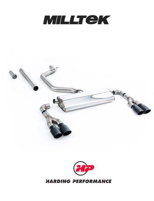 MILLTEK Particulate Filter-back System 80mm Cupra Leon VZx 2.0TSI Hatch 300ps (MQB Evo – OPF/GPF Equipped Models) - Non Resonated - Louder - Quad Cerakote Black Ovals (Require Trimming of Plastic Rear Diffuser)