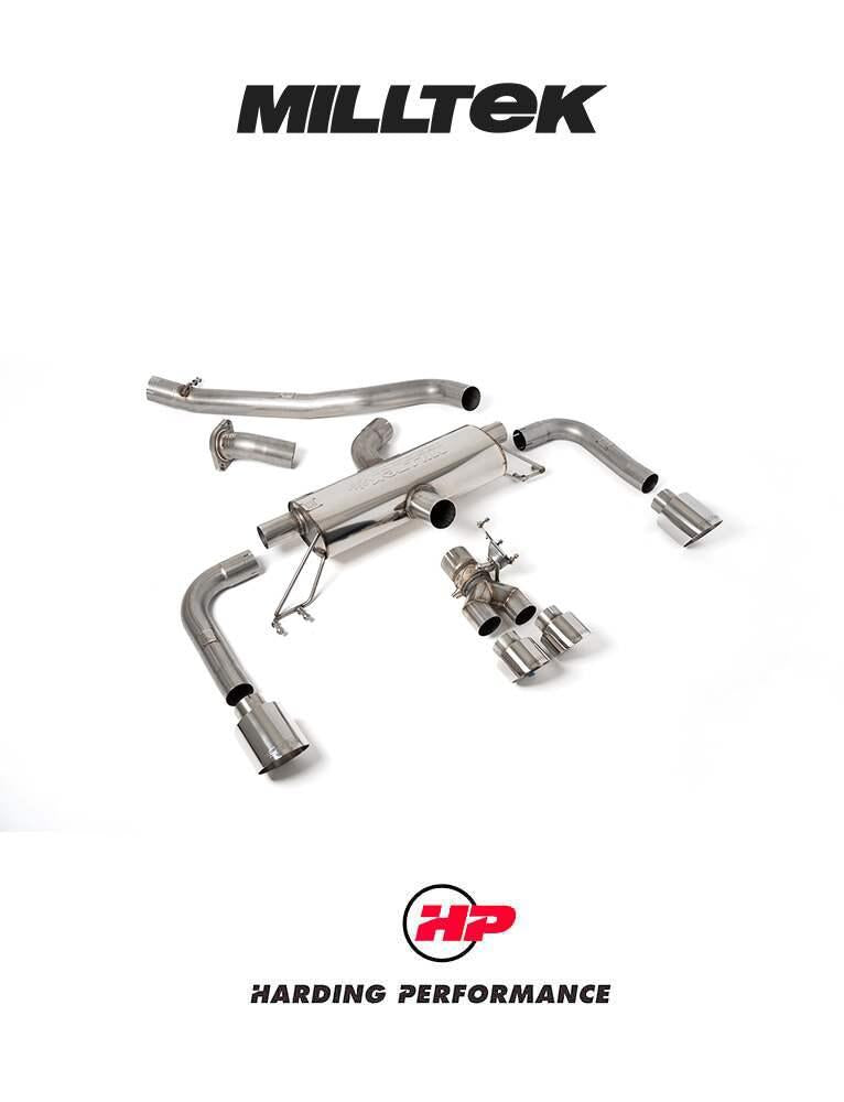 MILLTEK Cat Back – Corolla GR 1.6 Turbo - Secondary Cat-back - Resonated - Burnt / Blue Titanium GT Tips