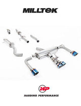 MILLTEK Cat Back – Corolla GR 1.6 Turbo - Primary Cat-back - Resonated - Burnt / Blue Titanium GT Tips