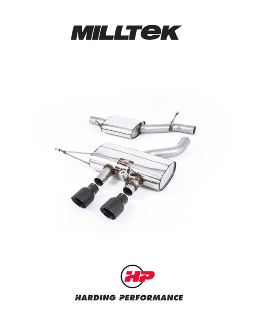 MILLTEK Cat-back 2.75″ Valved System – VW Golf MK6 R - Resonated (quieter) - Black Tips