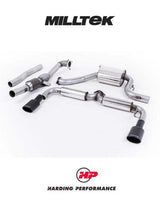 MILLTEK Turbo-back – VW Scirocco R - 200cell HJS Catalyst - Resonated - Cerakote Black Oval Tips