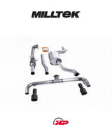 MILLTEK Turbo-back – VW Golf Mk6 GTI / Scirocco R - 200cell Race Catalyst - Non-Resonated - Cerakote Black Round Tips